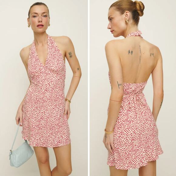 REFORMATION Delanie Halter Floral Mini Dress in Alma Size Large - Picture 1 of 8